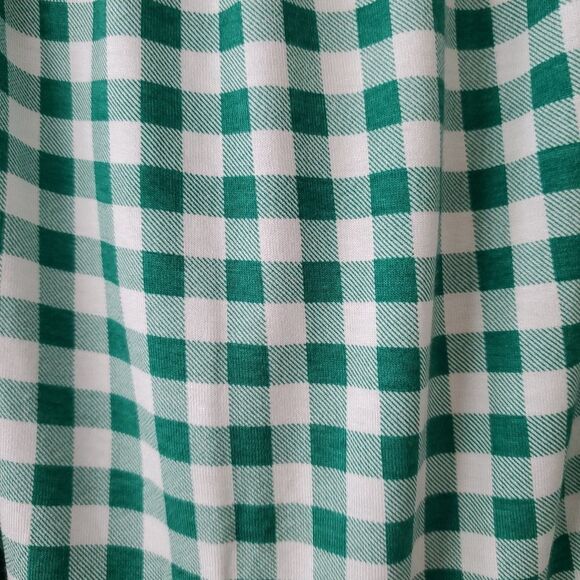 Signature Studio Green White Gingham Off The Shoulder Short Sleeve Top Womens XL - Picture 4 of 8